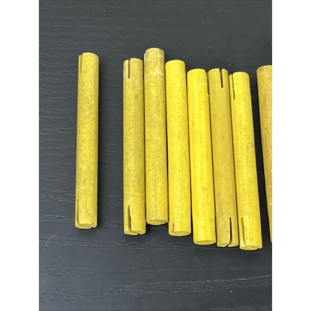 Tinkertoy 22‎ Wooden Rods Yellow + 3 Orange Replacement Parts Lot Vintage